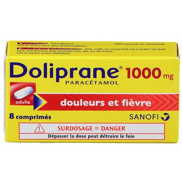 Thuốc hạ sốt Sanofi Doliprane Paracetamol 1000mg hộp 8 viên
