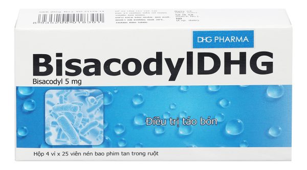 BisacodylDHG 5mg trị táo bón, làm sạch ruột trước phẫu thuật